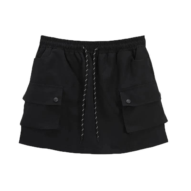 Techwear Grunge Aesthetic Skirt Set Emo Egirl Clothes Black Sporty Women Vintage Gothic Hoodies Cargo Skirts Y2k 2023 Autumn New