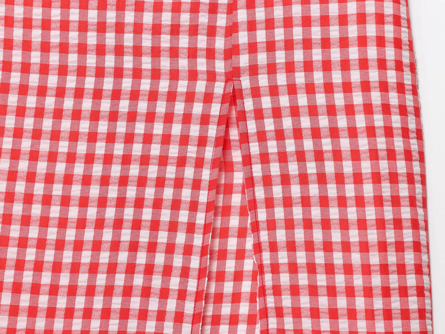 Summer 2025 Slit Backless MIDI Dress Grid Point Print Sexy V-Neck Charming Woman Clothing with High Thigh Split