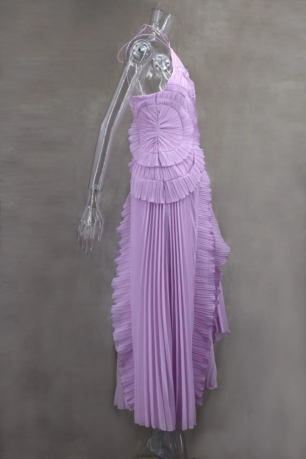 Purple Ruffle Irregular Maxi Dress for Women Sexy Halter Backless Party Dresses Summer Fashion Chiffon Holiday Fairy Dress 2025