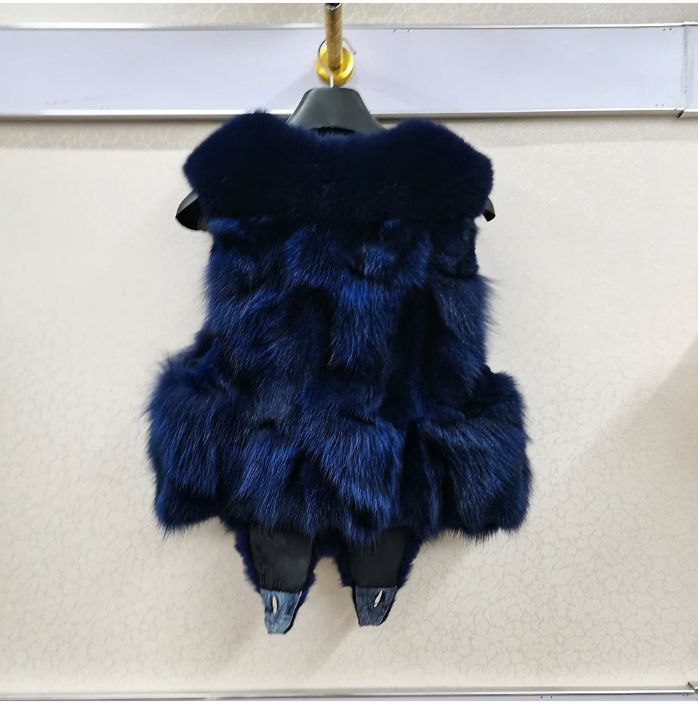 2025 Women Luxury 100% Genuine Real Fox Fur Vest Natural Soft Fox Fur Sleeveless Jacket New Lady Quality Warm Real Fox Fur Gilet