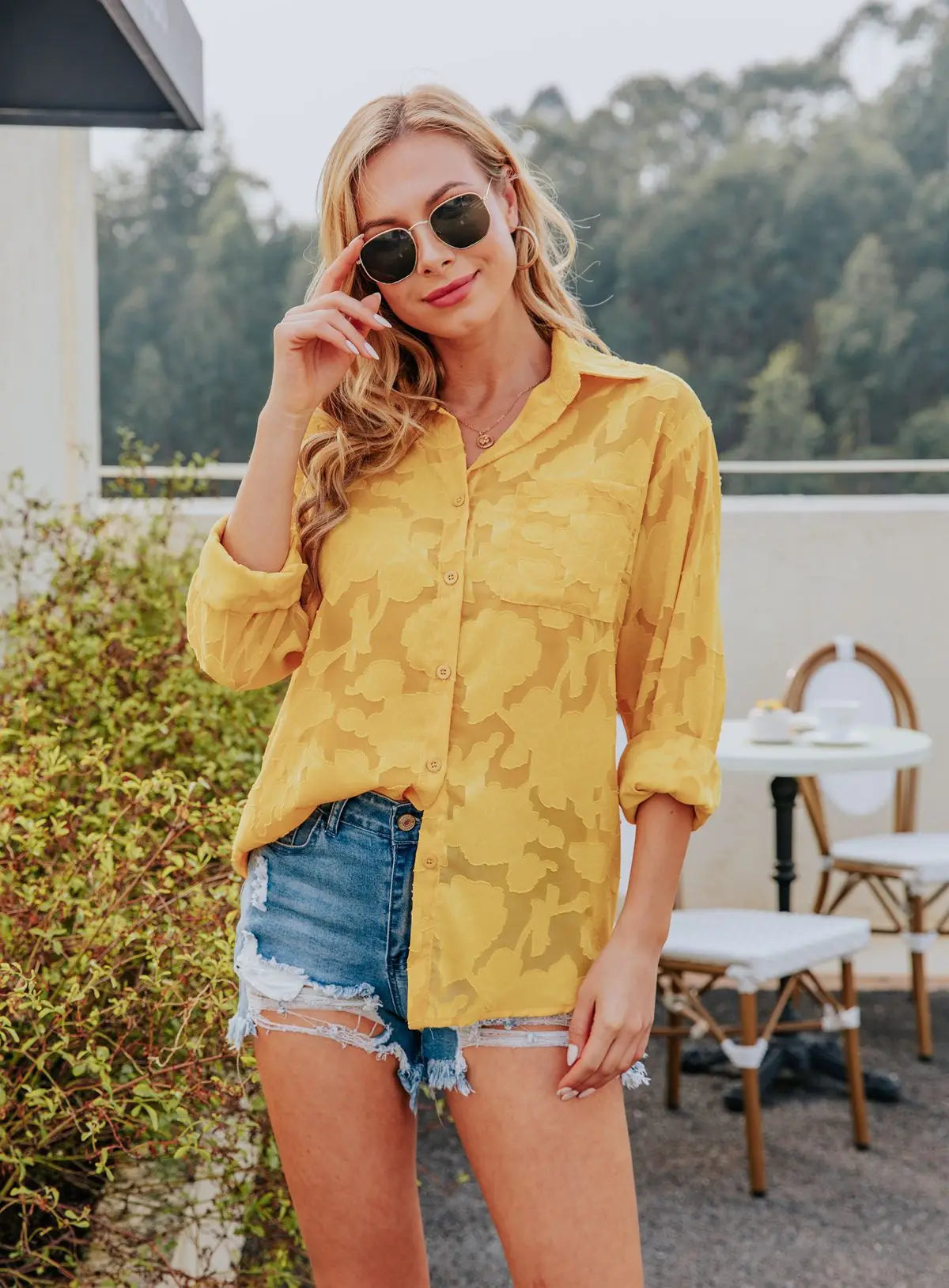 Elegant Long Sleeve Lapel Lace Blouse Office Lady Spring Summer Hollow Out Jacquard Loose Shirt Oversized Tops Luxury Chic Tunic