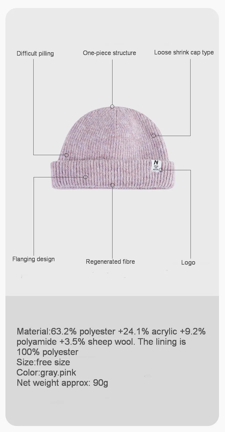Naturehike Unisex Flanging Flower Yarn knitted Hat Man Winter Warm Hats Difficult Pilling Windproof Woman's Outdoor Cap Hikking