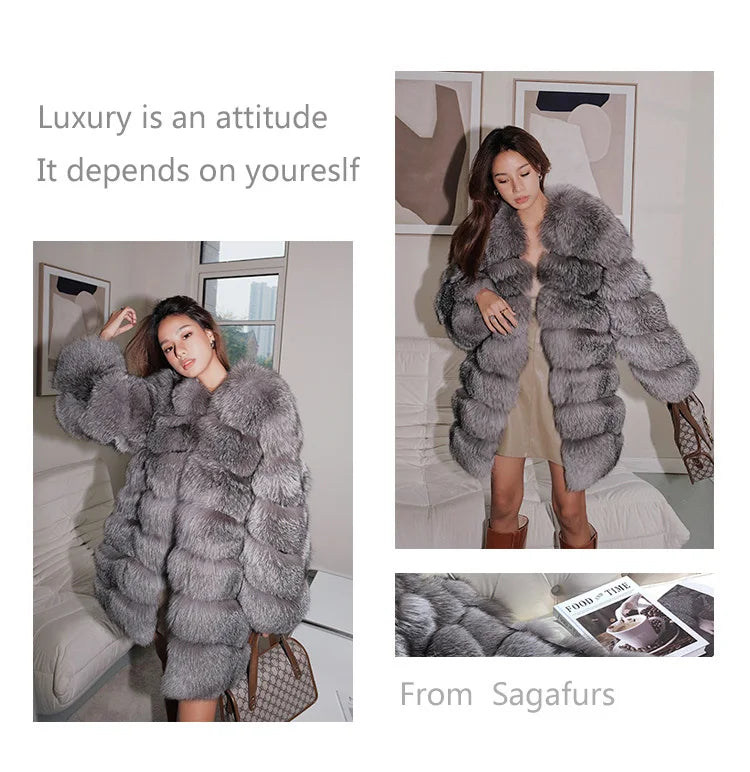 Fangtai 2023 Natural Real Fox Fur Coat Fur Coat Women Warm Luxury Free Shipping Fashion Female Vest Women's Winter Cold Jacket