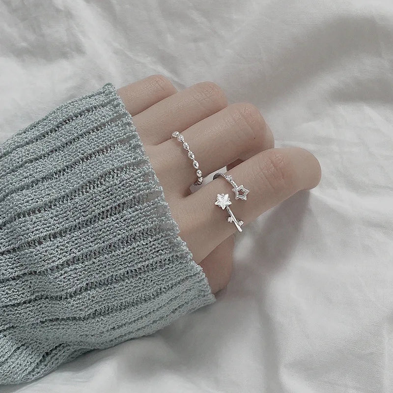 925 Sterling Silver Star Crytal Ring for Women Girl Personality Simple Adjustable Exquisite Jewelry Dropshippipng Gift