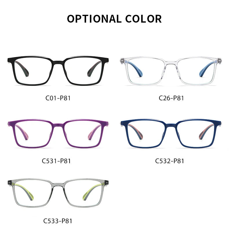 New Blue Light Blocking Glasses Frame Optical Prescription Eyewear Fashion Men and Women Full Rim TR-90 Plastic Flexible Specs
