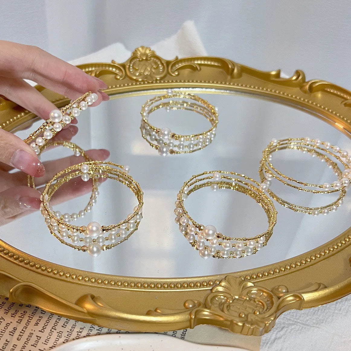 New Arrival 100% Natural Freshwater Pearl 14K Gold Filled Female Double Bangle For Women Jewelry Gifts Never Fade