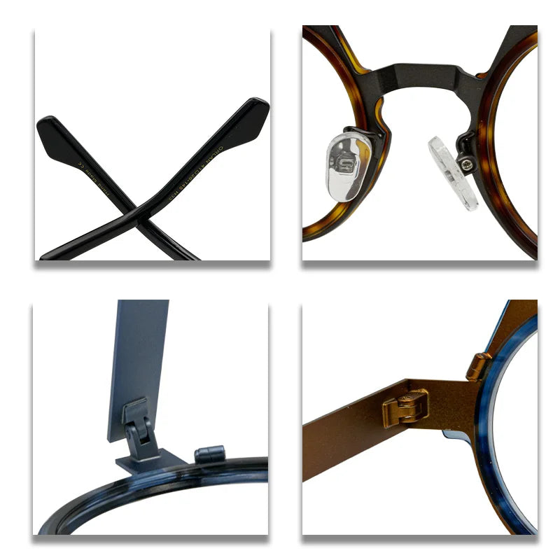 Retro polygonal eyewear frame, ultra light pure titanium eyewear frame, plain colored glasses for male and female students