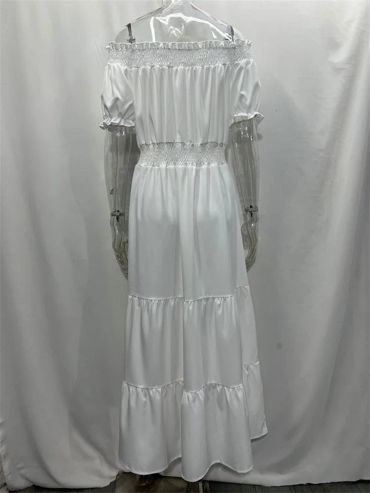 Green Boho Maxi Dress Women Summer Oversize Loose Casual Slash Neck Long Dress Female Fashion Elegant Beach Party Dress 2023 New