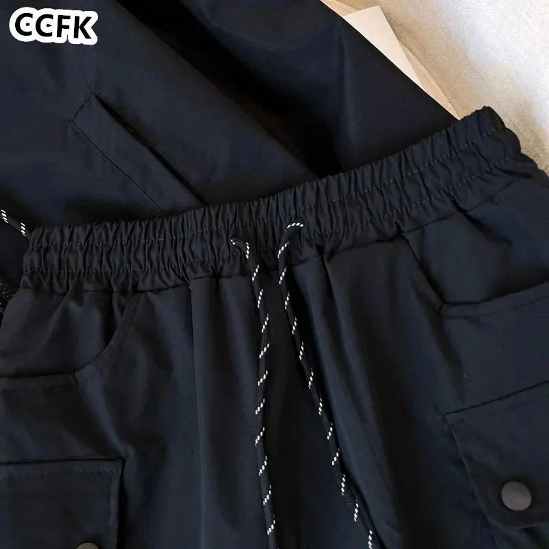 Techwear Grunge Aesthetic Skirt Set Emo Egirl Clothes Black Sporty Women Vintage Gothic Hoodies Cargo Skirts Y2k 2023 Autumn New