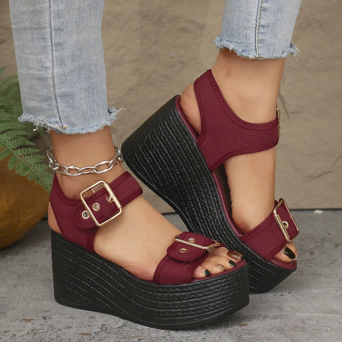 Summer Women's High Heel Shoes 2025 New Casual Platform Wedge Heel Sandals Women's Fashion Open Toe Rome Sandals Sandalias Mujer