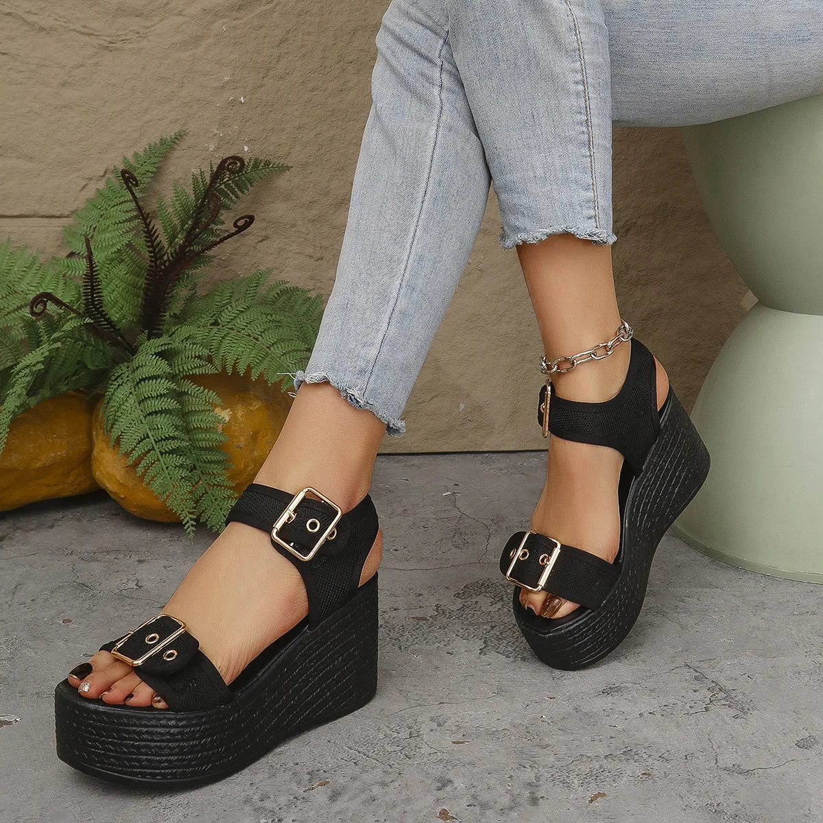 Summer Women's High Heel Shoes 2025 New Casual Platform Wedge Heel Sandals Women's Fashion Open Toe Rome Sandals Sandalias Mujer