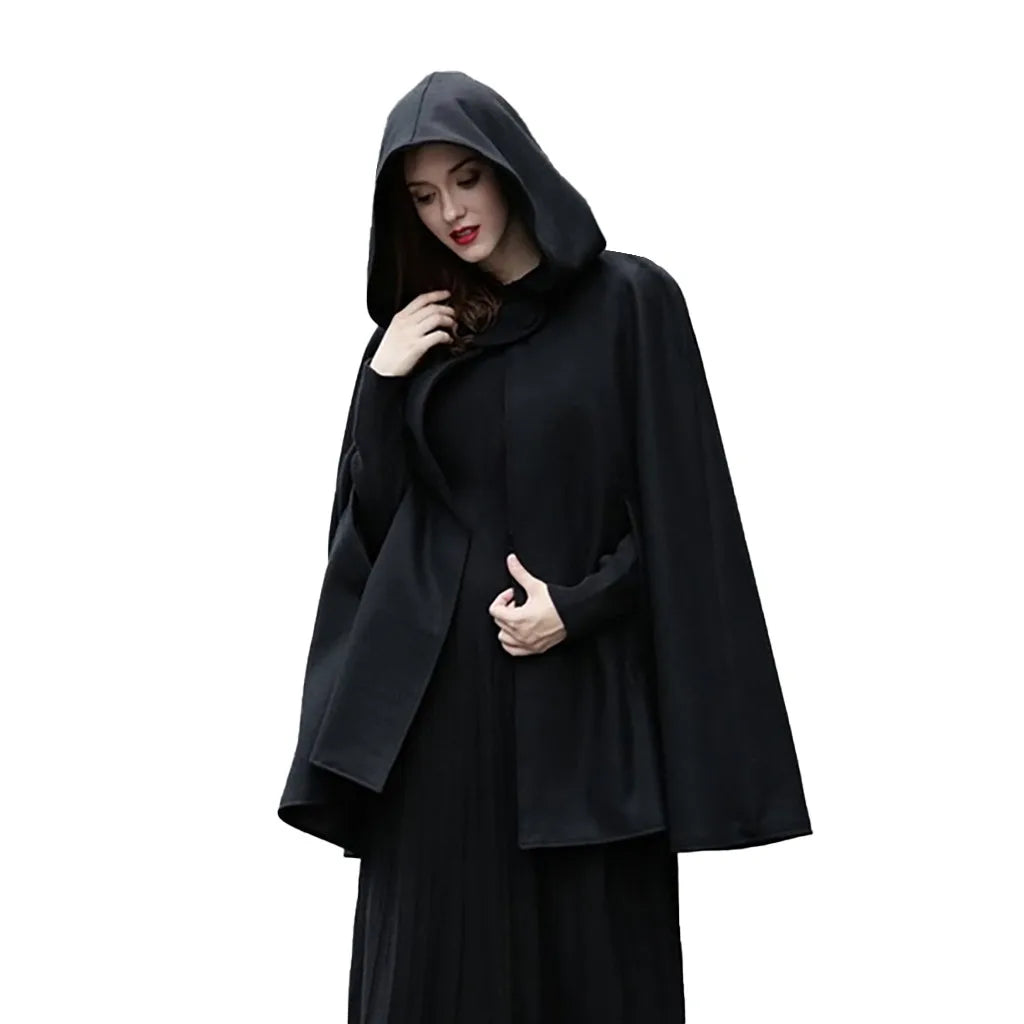 Red Cloak Women Outwear Hooded Coat Thin Vintage Gothic Medieval Cape Poncho Casual Maxi Long Cardigan for Spring Autumn