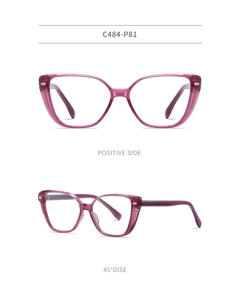 Women Fashion Cat Eye Shape Optical Glasses Frame with Recipe Prescription Female Eyewear Stylish Full Rim TR-BC908