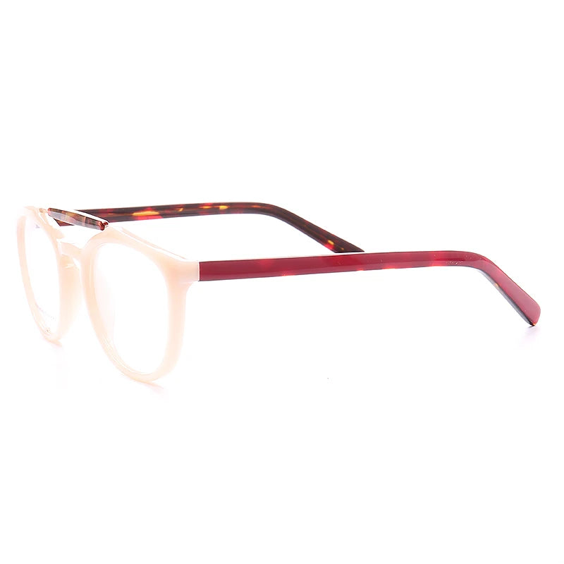 Double Bridge Women Tortoise Eyeglass Frame Men Round Glasses Frames Light Acetate Full Rim Retro Classic Rx Eyewear Transparent