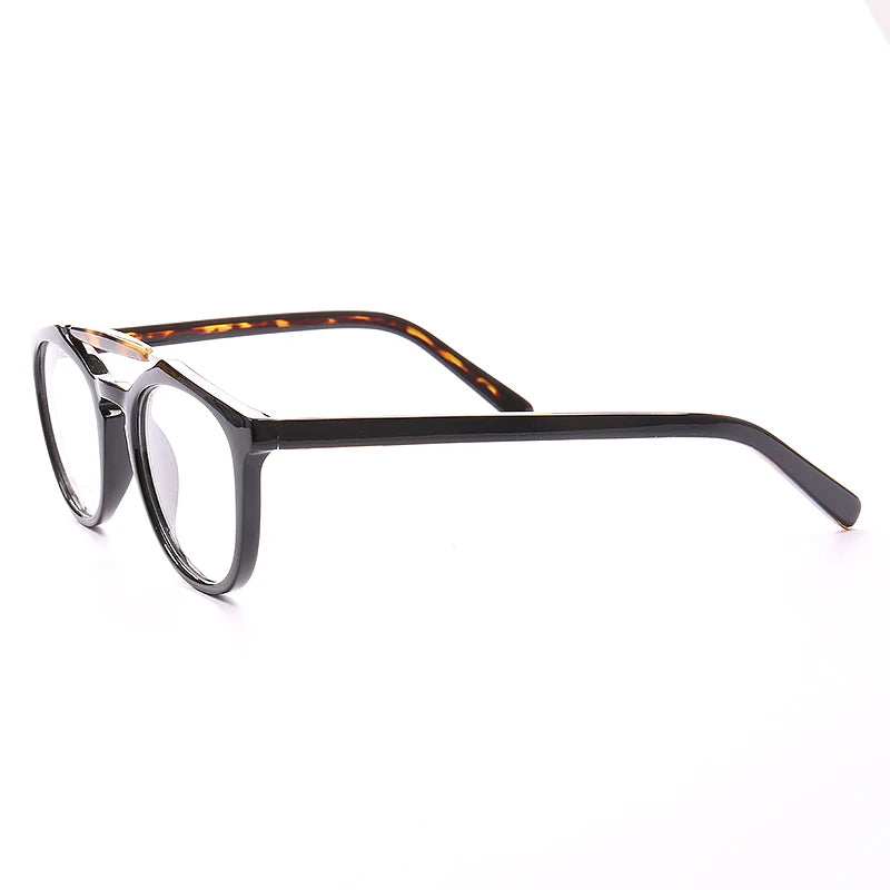 Double Bridge Women Tortoise Eyeglass Frame Men Round Glasses Frames Light Acetate Full Rim Retro Classic Rx Eyewear Transparent