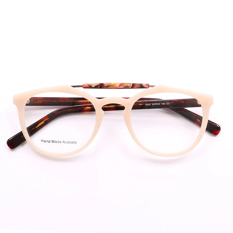 Double Bridge Women Tortoise Eyeglass Frame Men Round Glasses Frames Light Acetate Full Rim Retro Classic Rx Eyewear Transparent