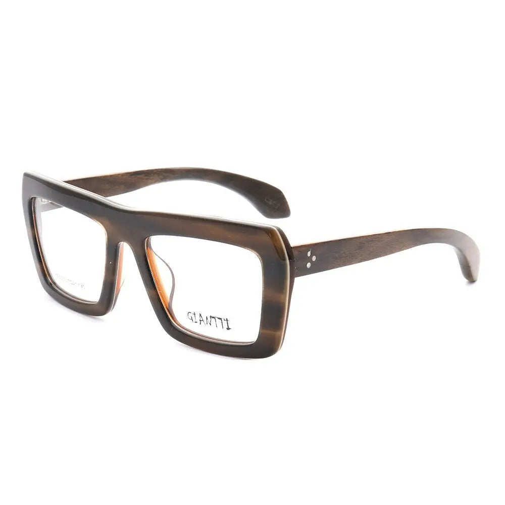 Vintage Women Wooden Glasses Frame Men Wood Eyeglass Frame Oversized Fashionable Square Retro Rx Eyewear Optical Black Spectacle