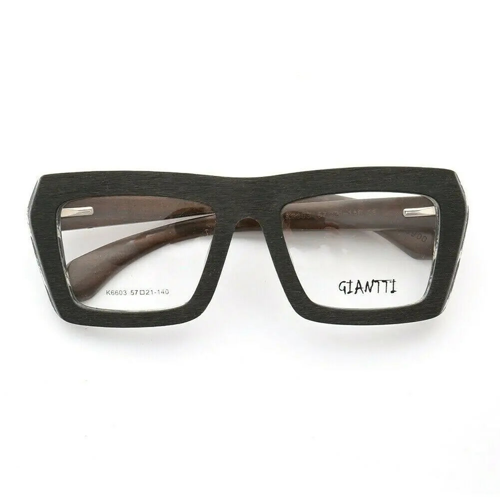 Vintage Women Wooden Glasses Frame Men Wood Eyeglass Frame Oversized Fashionable Square Retro Rx Eyewear Optical Black Spectacle