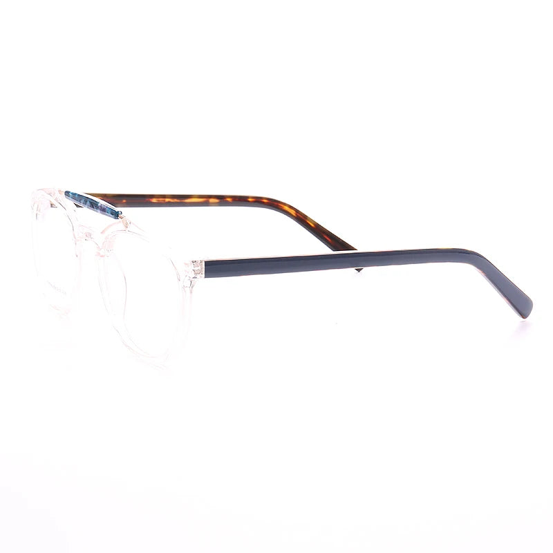 Double Bridge Women Tortoise Eyeglass Frame Men Round Glasses Frames Light Acetate Full Rim Retro Classic Rx Eyewear Transparent